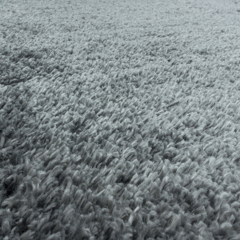 Round high-pile floor rug - Fuzzy Grey