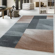 Retro Floor Rug - Stencil Rectangles Brown/Grey