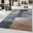Retro Floor Rug - Stencil Rectangles Brown/Grey