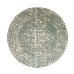 Round Vintage Rug - Spring Ethnic Green/Cream