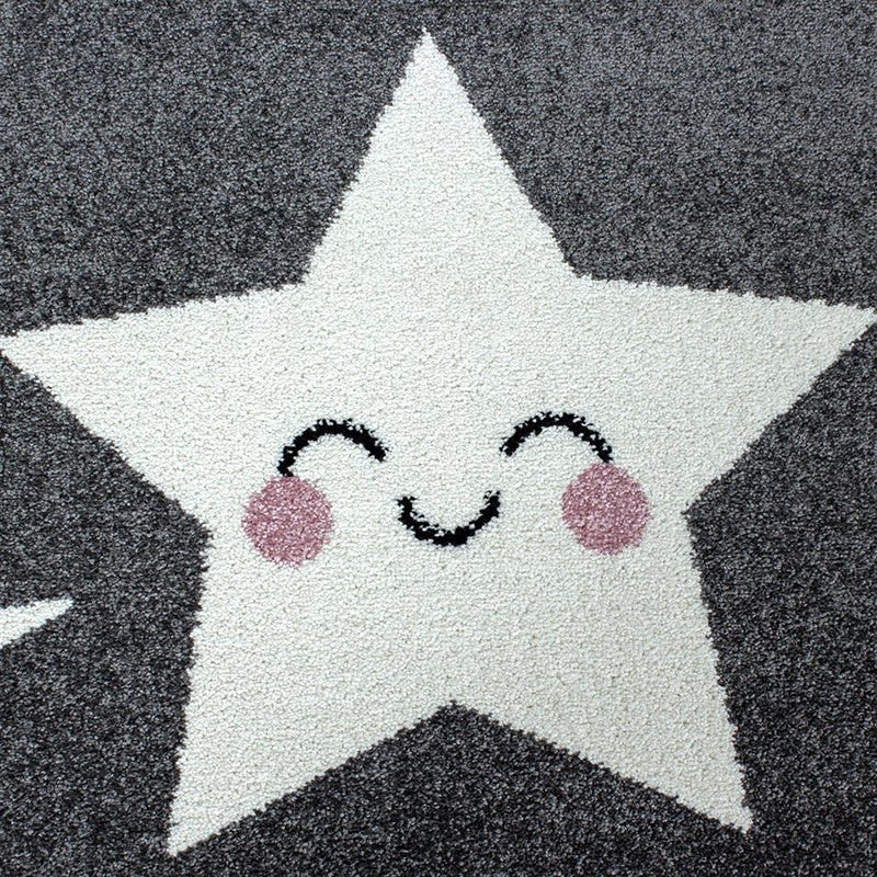 Round children's floor rug - Anna Stars Grey