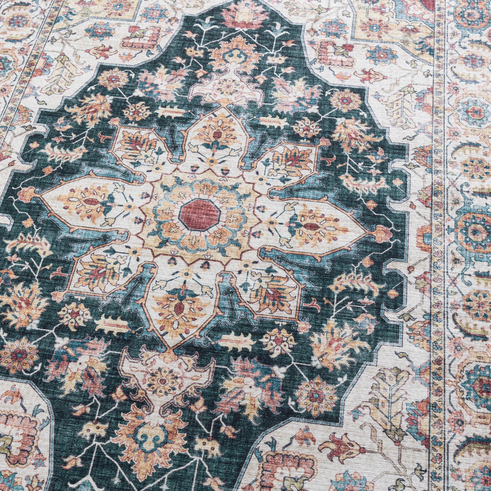 Washable Runner - Domingo Mandala Dark Green
