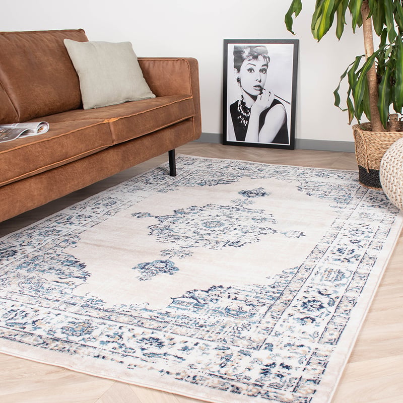 Vintage Rug - Deep Medallion White/Blue