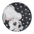 Round Children's Floor Rug - Fleurtje Dragon Pink