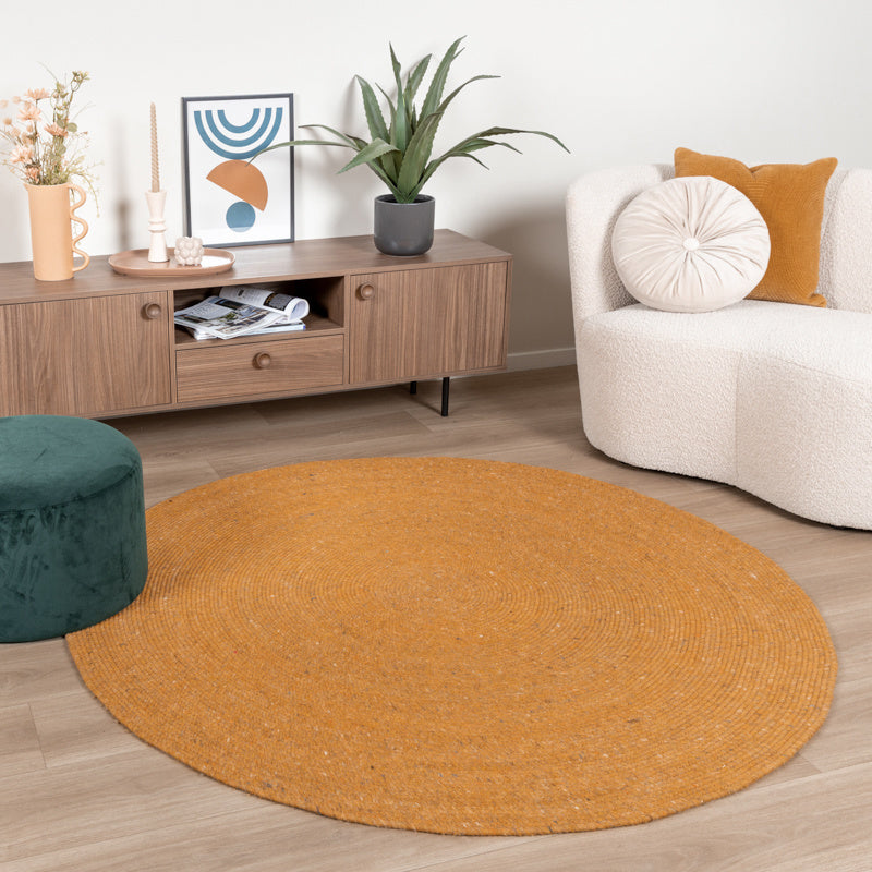 Round Wool Rug - Wise Yellow