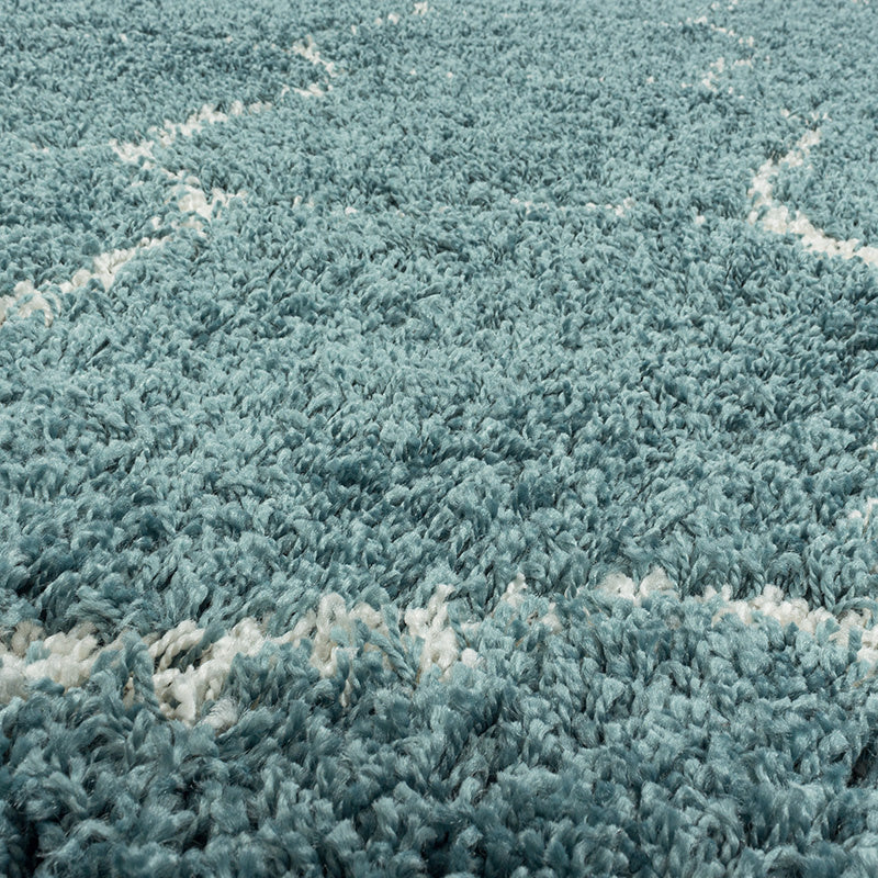 Round Berber Floor Rug - Agadir Circle Blue/Cream