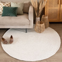 Round Wool Rug - Wise White