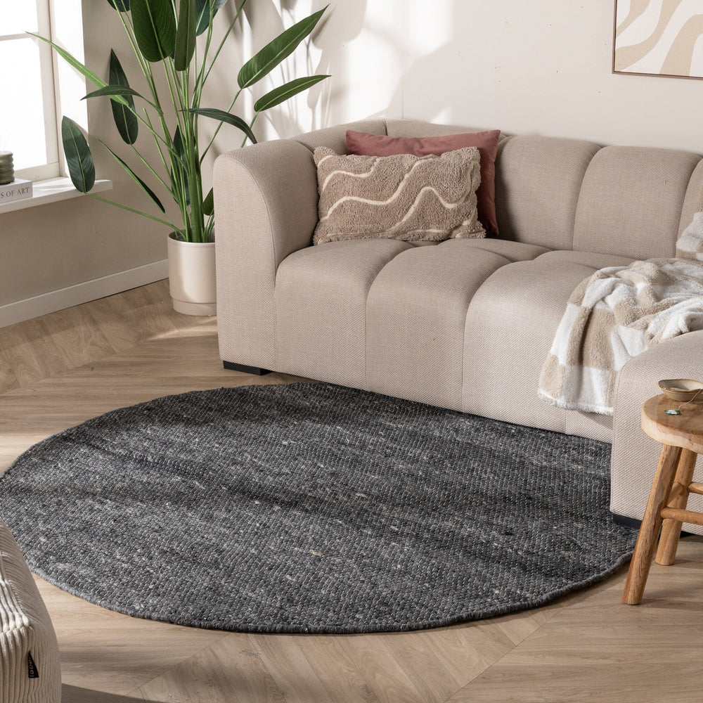 Round Wool Rug - Feline Anthracite/Blended
