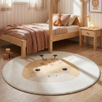 Round Washable Kids Rug - Sammy Giraffe Yellow