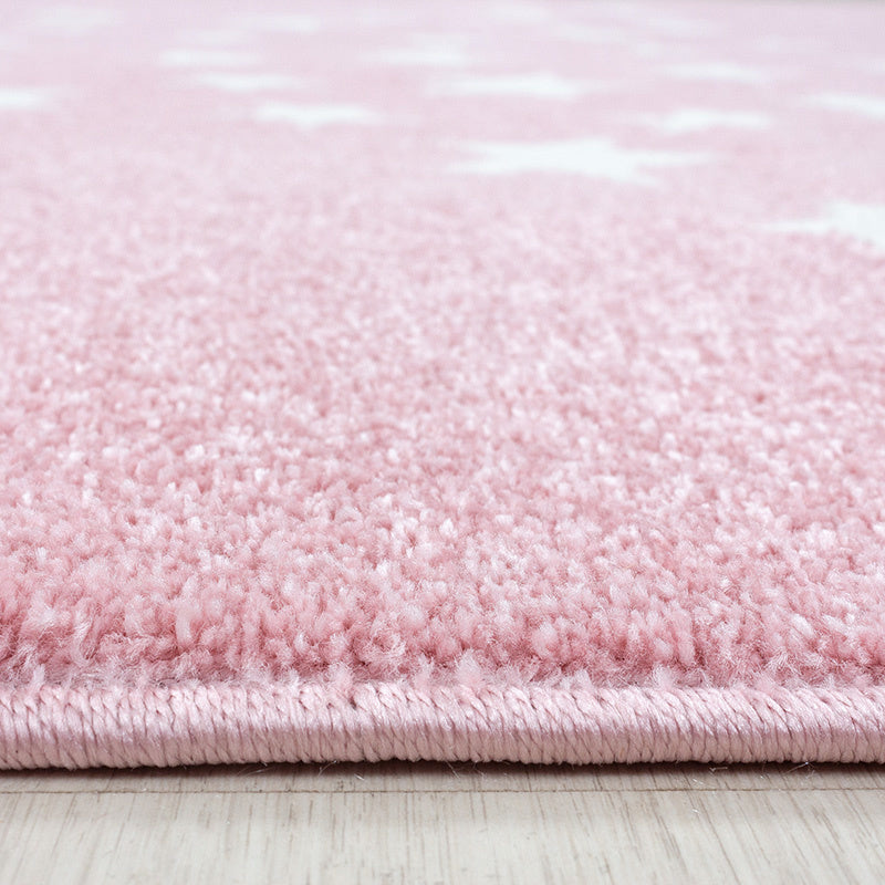 Round children's floor rug - Bambi Star Pink