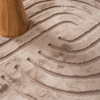 Round High Pile Rug - Carvy Curves Taupe