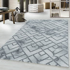 Modern Floor Rug - Marble Pattern Grey/Silver