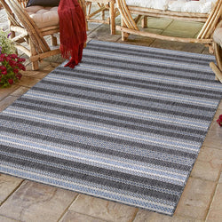Striped outdoor rug - Sunara Anthracite