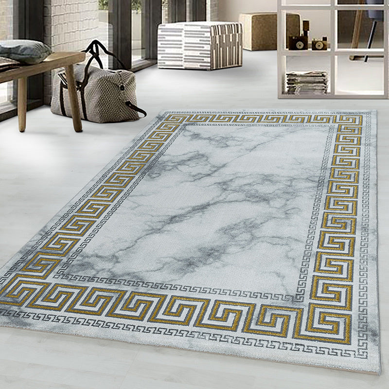 Modern Floor Rug - Marble Edge Grey/Gold