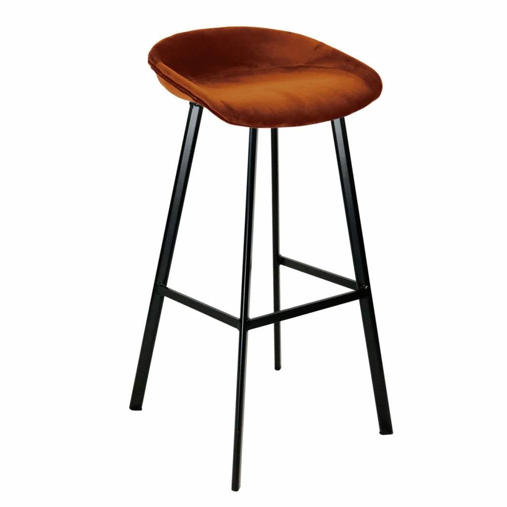 Velvet bar stool - Orange