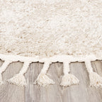 Round High Pile Rug - Lofty Fringe Cream/White