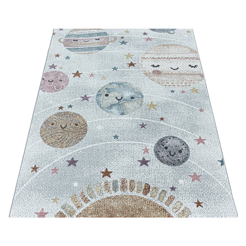 Children's Floor Rug - Fleurtje Planets White