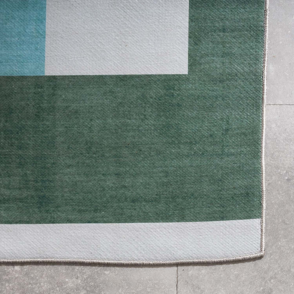 Retro Indoor Outdoor Rug - Pop Lines Green