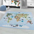 Children's Floor Rug - Pleun World Map Blue