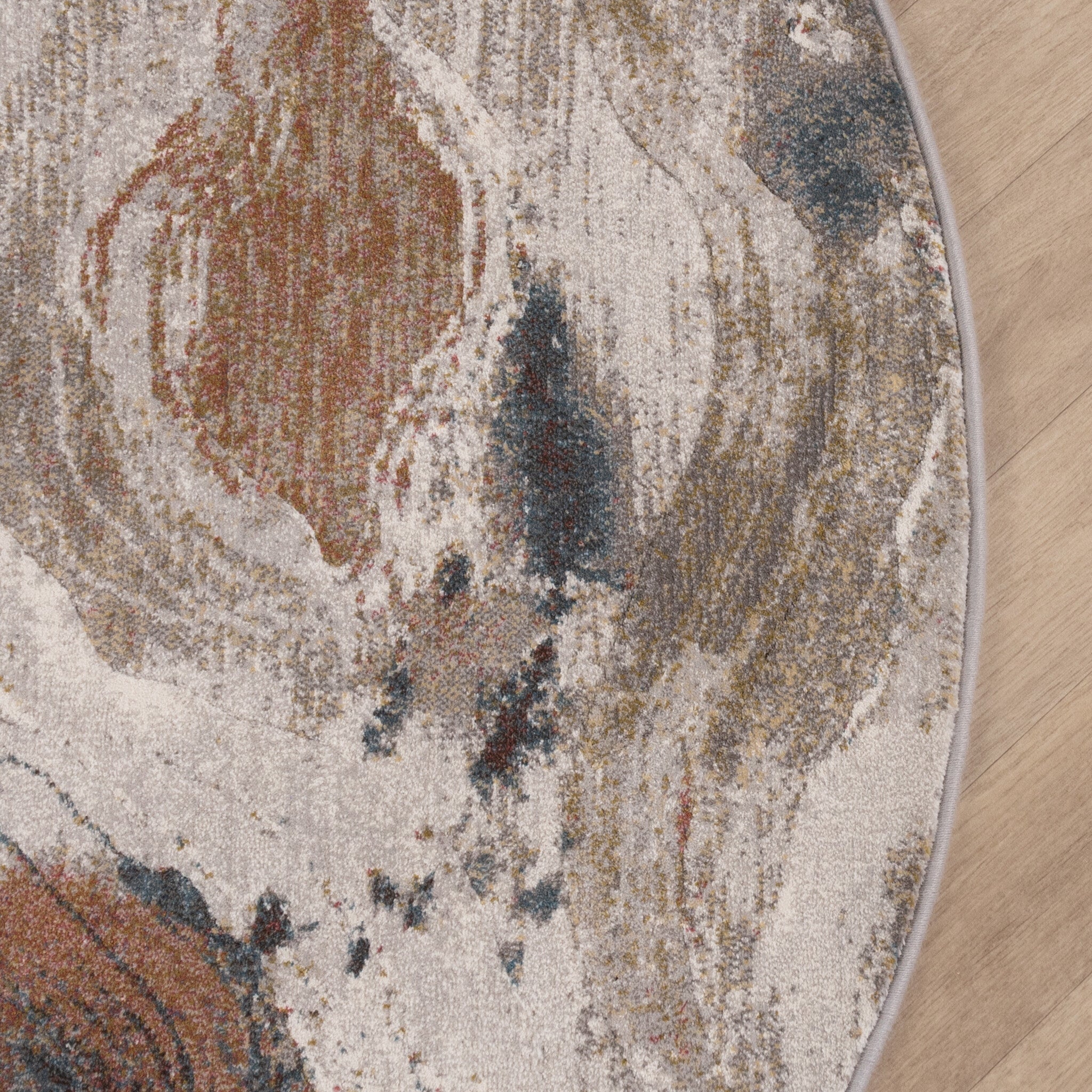 Round Abstract Rug - Xavier Wave Blue/Red