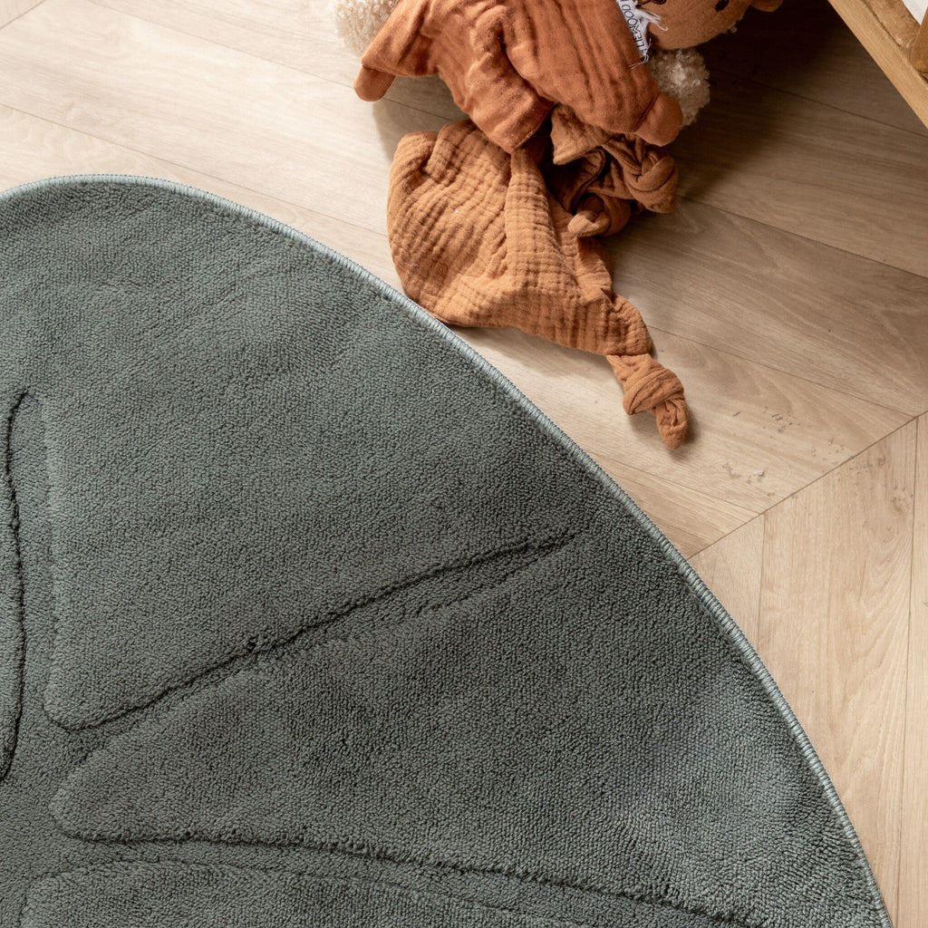 Washable Children’s Floor Rug – Coco Leaf Dark Green