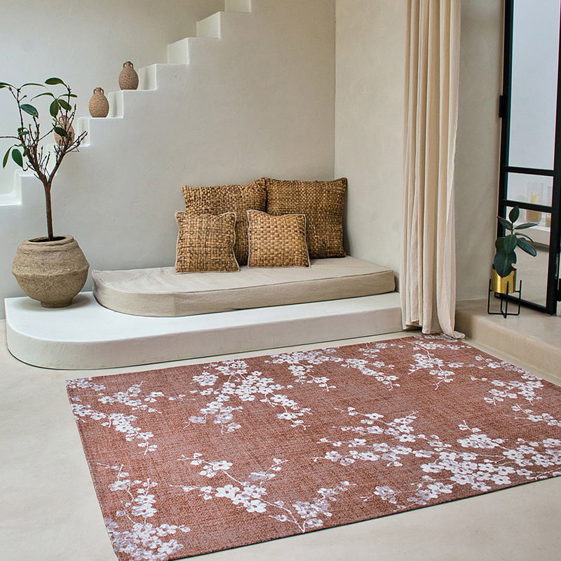 Floral floor rug - Sakura Copper Pink 9371
