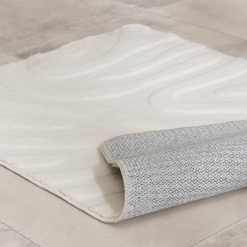 Bathroom Rug - Cassie Shapes White