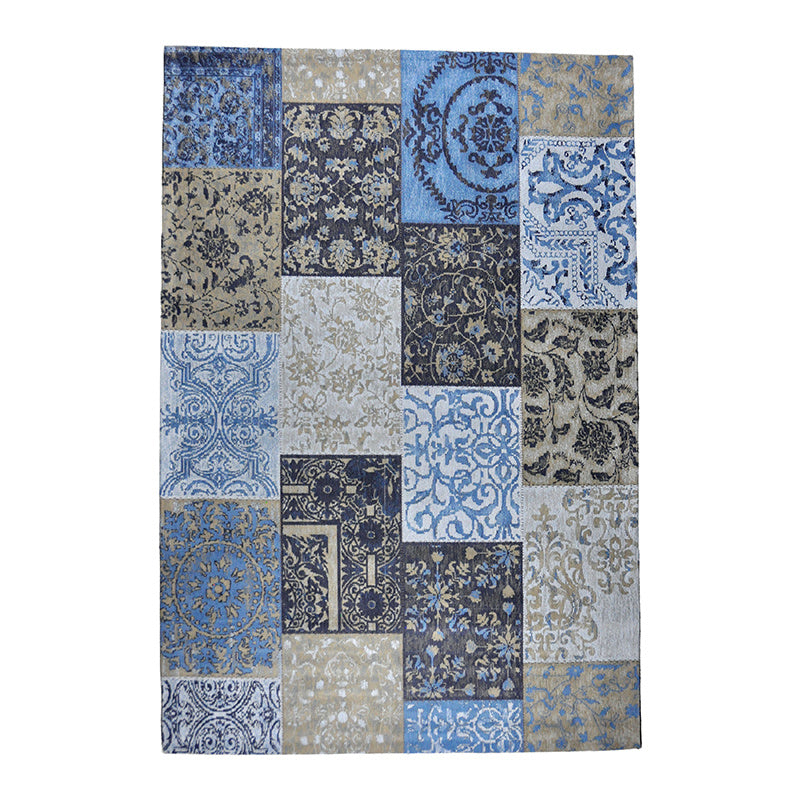 Patchwork floor rug - Delany Gray/Blue
