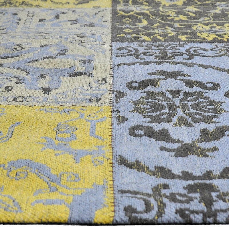 Patchwork Floor Rug - Delany Grey/Yellow