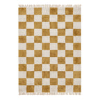 Checkerboard Rug - Blox Fringe Ochre yellow