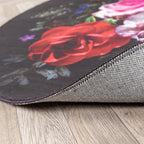 Round Floral Rug - Florine Black/Pink