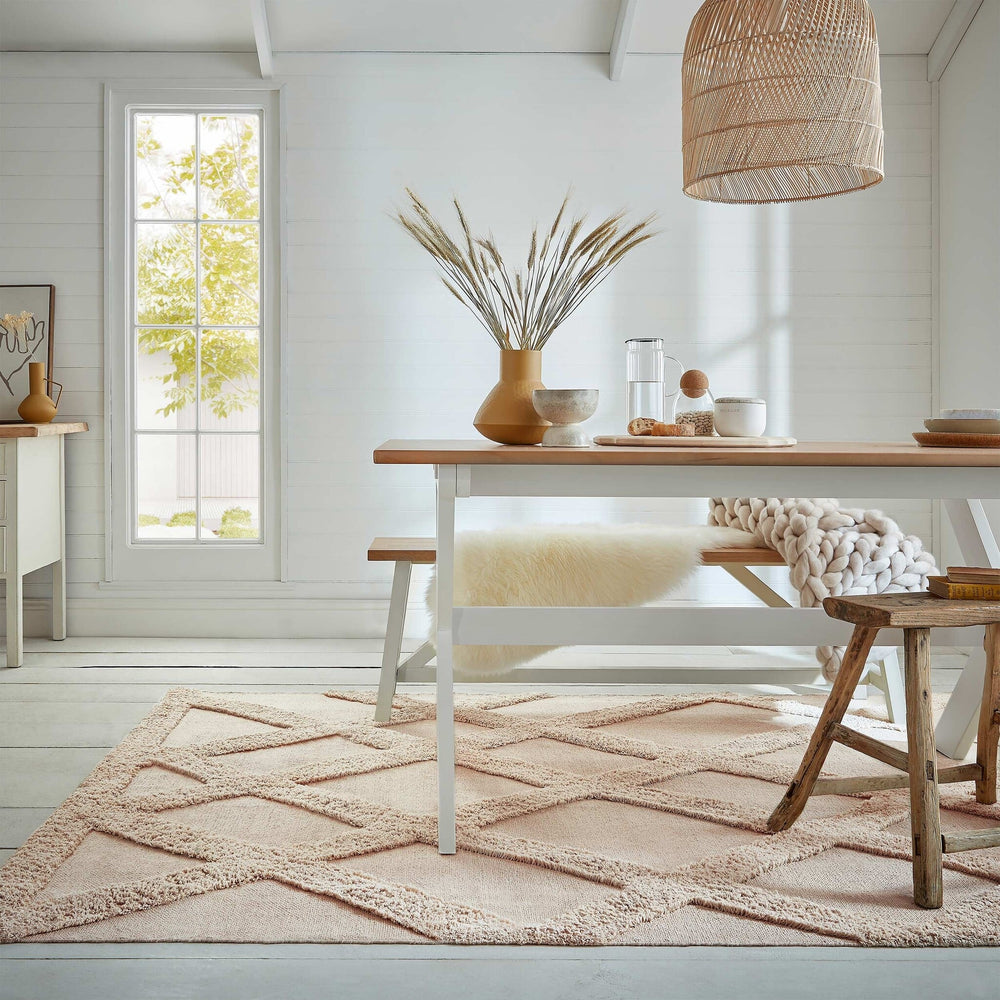 Wool Rug Beige - Tiddo Zigzag