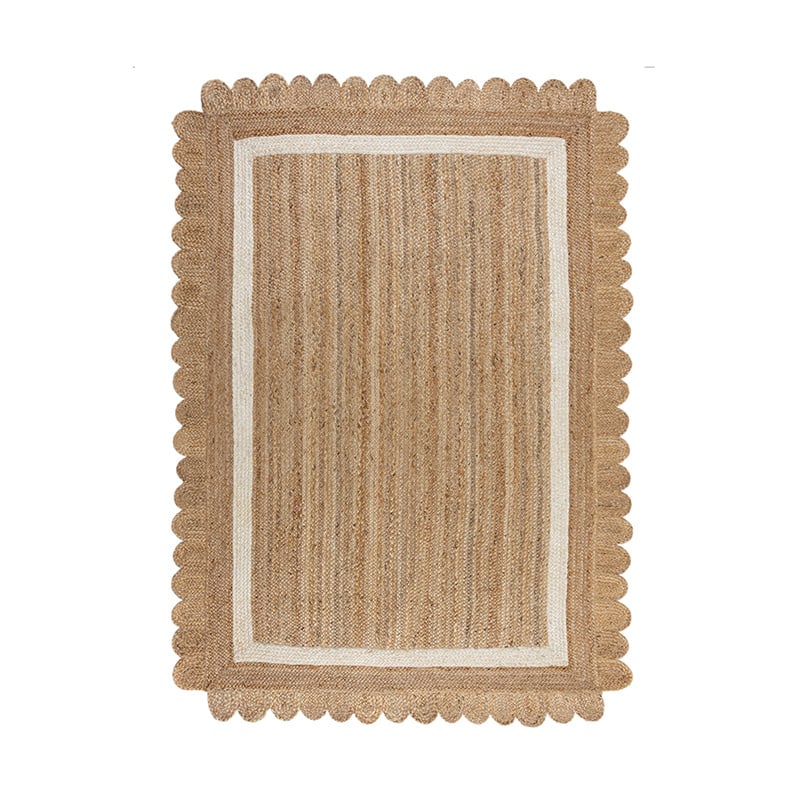 Jute floor rug - Grazo Natural/White