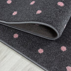 Round Children's Floor Rug - Bambi Heart Pink
