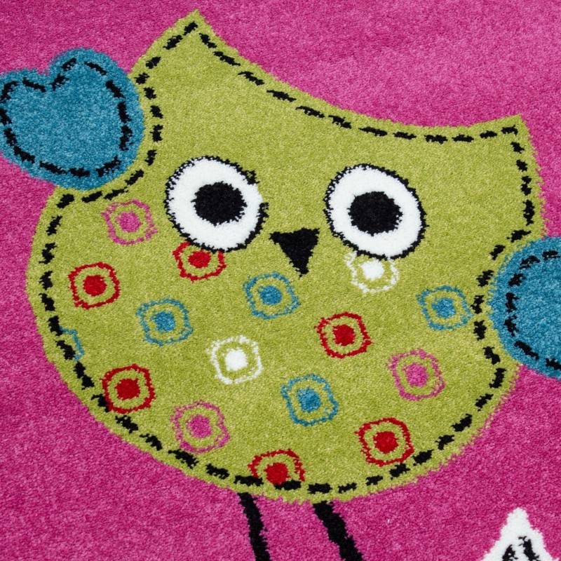 Children's floor rug - Mila Owls Lilac