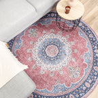 Round Vintage Rug - Lily Medallion Red/Pink