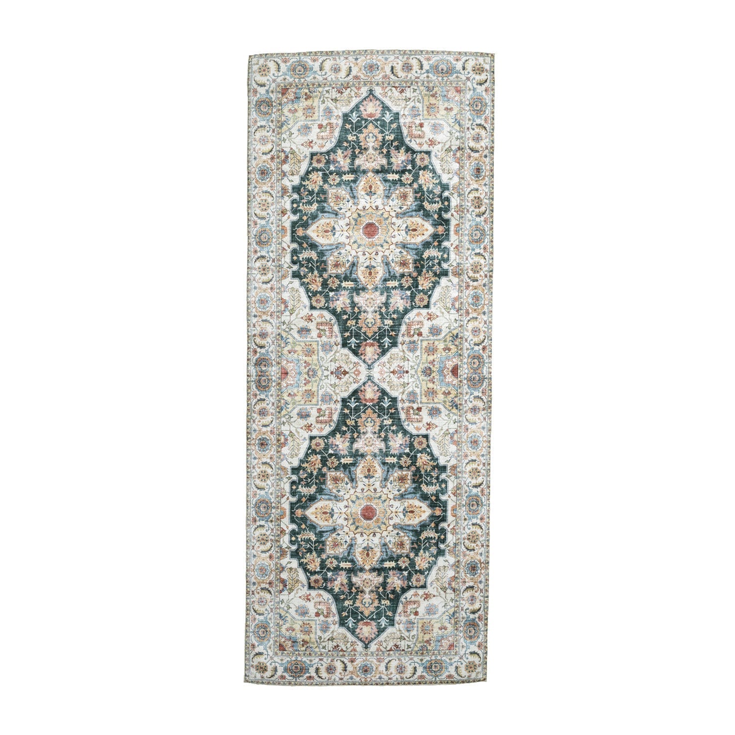 Washable Runner - Domingo Mandala Dark Green