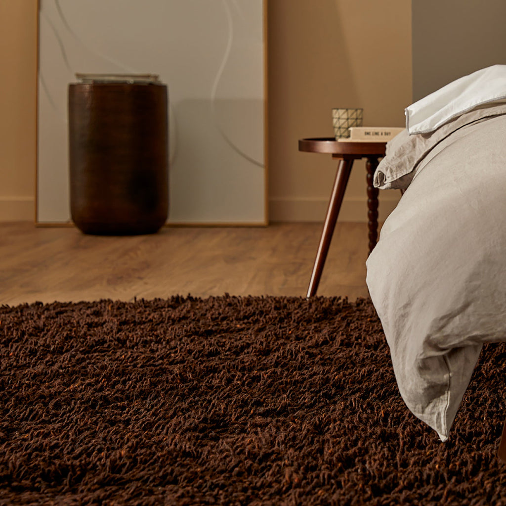 Wool Floor Rug Custom-made - Berbero Lungo Brown 522