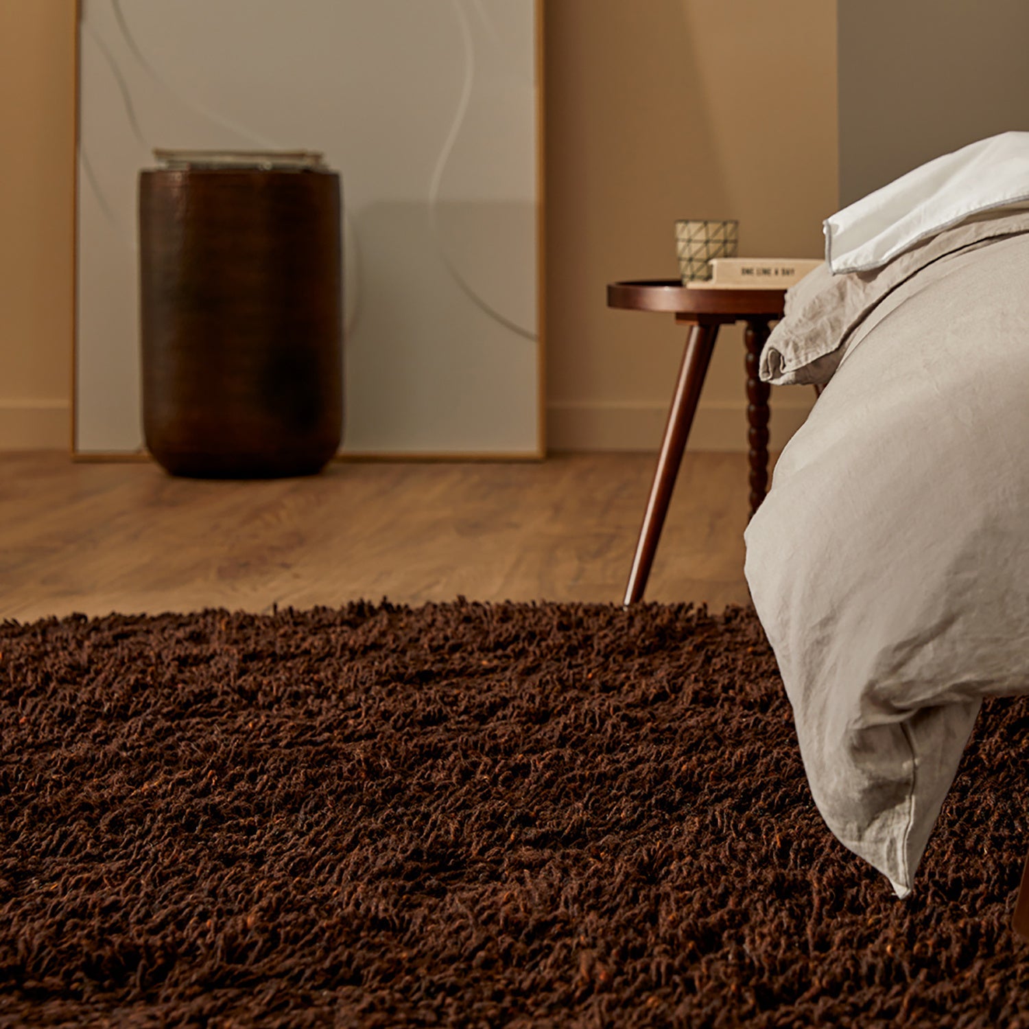 Wool Floor Rug Custom-made - Berbero Lungo Brown 522