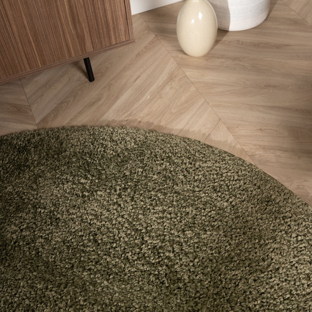 Round High-Pile Rug – Wish Green