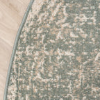 Round Vintage Rug - Spring Ethnic Green/Cream