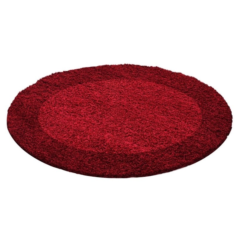Round high-pile floor rug - Edge Red