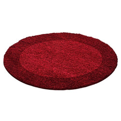 Round high-pile floor rug - Edge Red