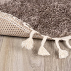 Round High Pile Rug - Lofty Fringe Taupe