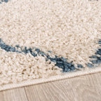 High Pile Rug - Grand Lines Cream/Blue