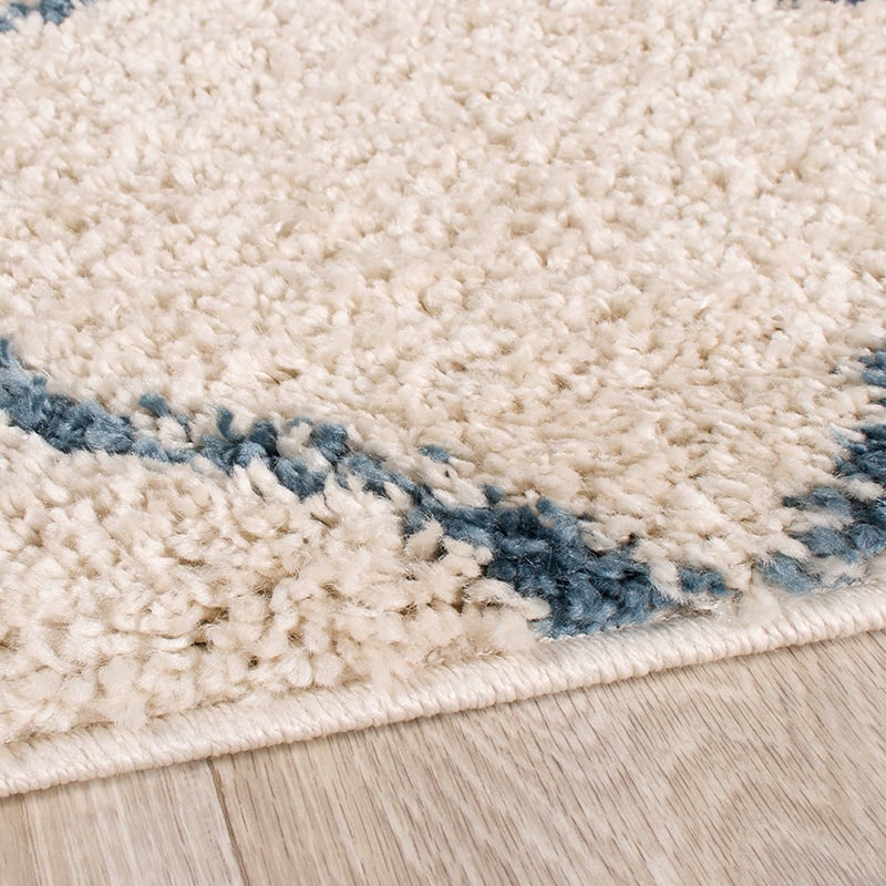 High Pile Rug - Grand Lines Cream/Blue