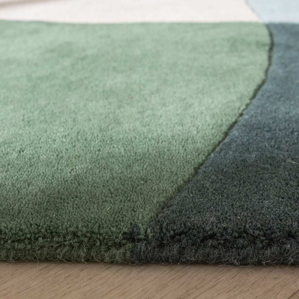 Wool Abstract Rug - Clarice Olive Green/Mint