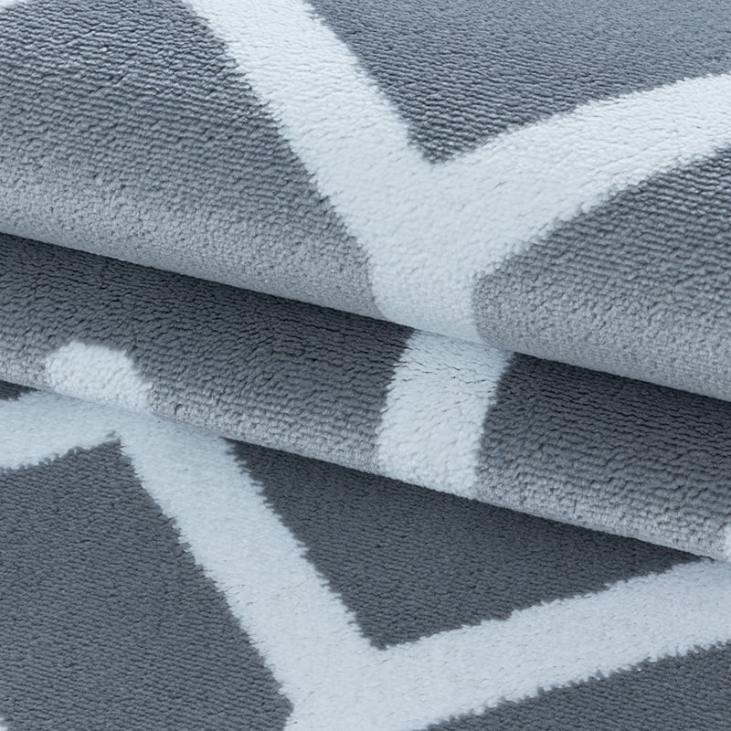 Modern floor rug - Streaky Pattern Grey/White