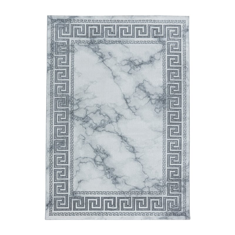 Modern Floor Rug - Marble Edge Grey/Silver