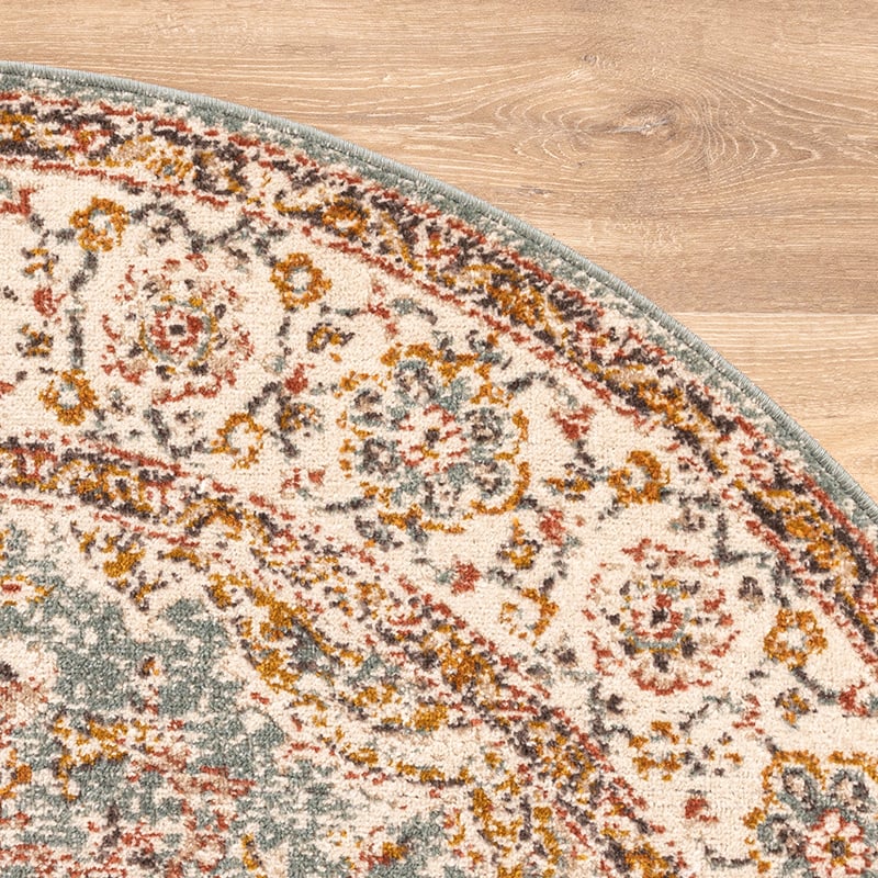 Round Vintage Rug - Thirza Medallion Light Blue/Multicolour